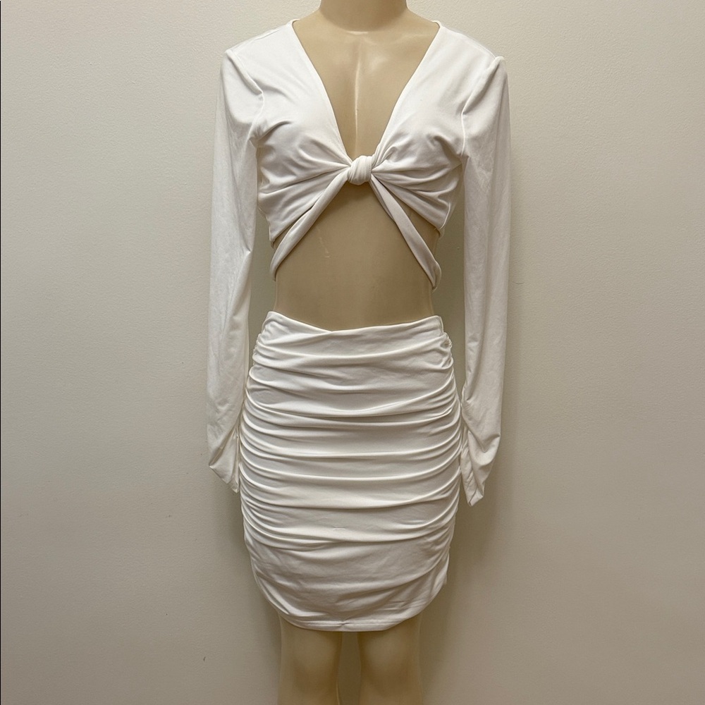 Superdown White Long Sleeve Twist Front Dress Size Large
